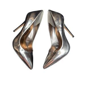 BCBG Metallic Silver Pointed-Toe Stiletto Heels